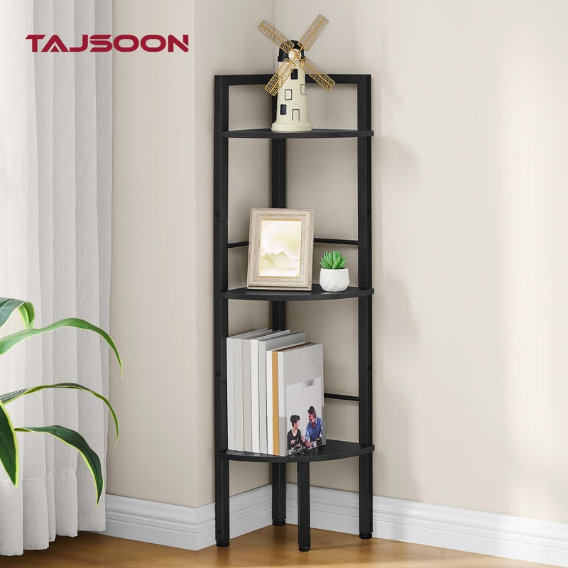 Tajsoon Small Corner Shelf Stand 3 Tier 39.6" Industrial Corner Ladder Shelves, Corner Display Shelf for Bedroom, Living Room, Office, Kitchen, Black - Image 5