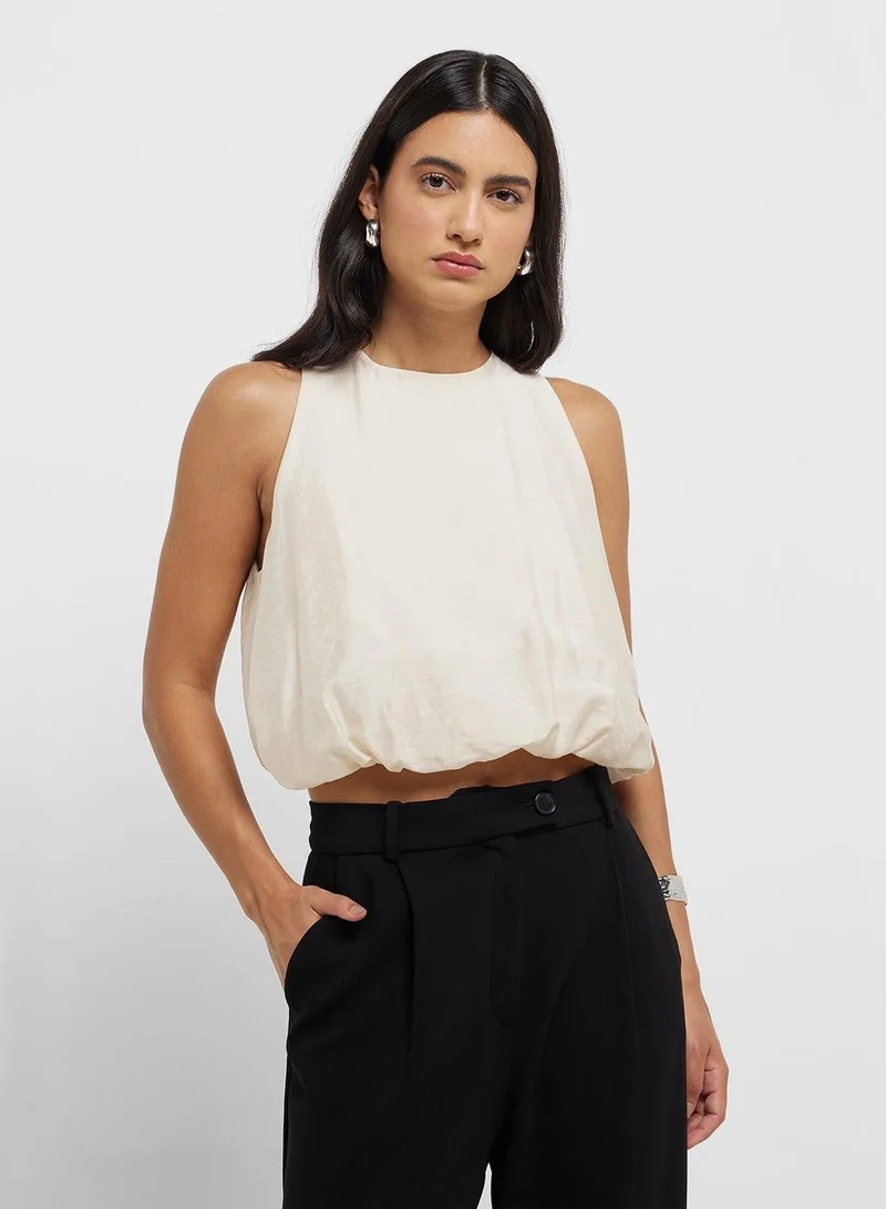 MANGO lyocell-blend top with puffed hem
