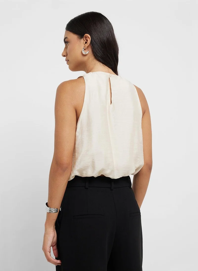MANGO lyocell-blend top with puffed hem