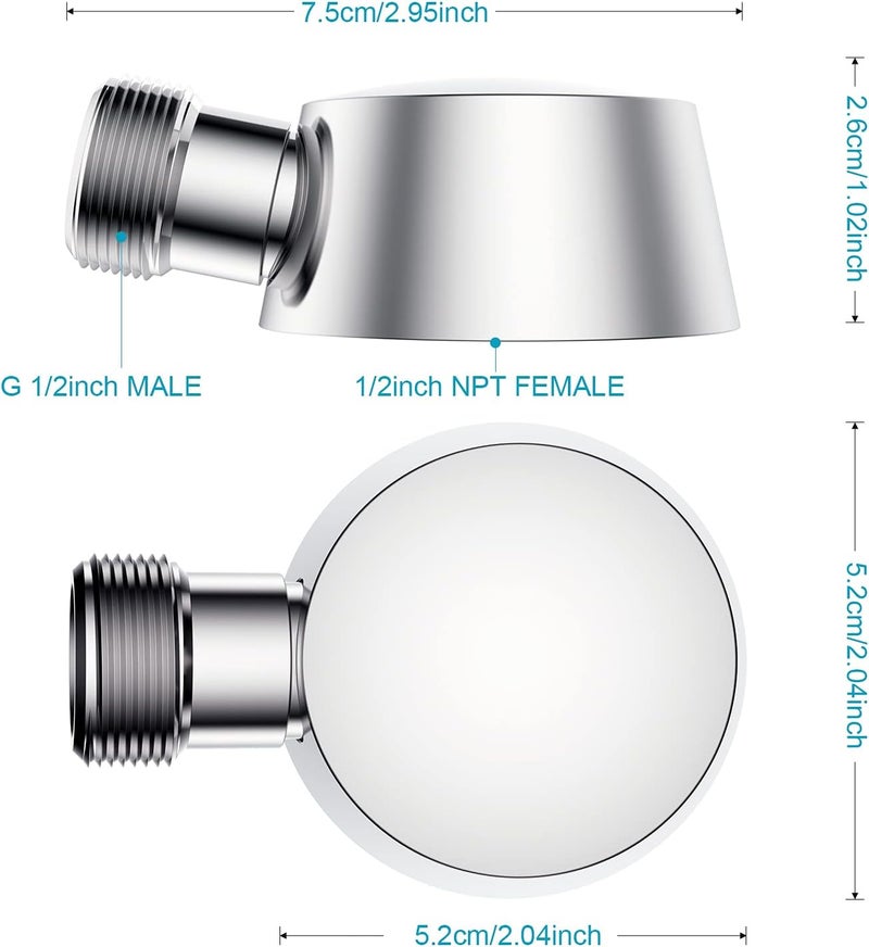 Lavatrum Solid Brass Round Wall Supply Elbow, Check Valve Included - Polished Chrome - Image 4