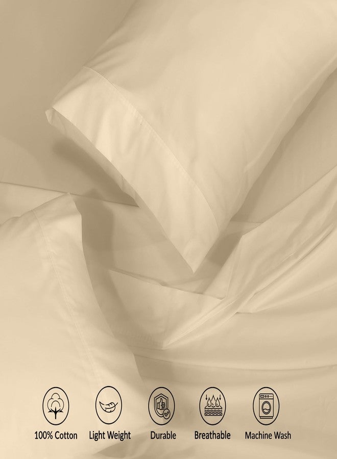 RUVANTI 100% Cotton Full Size Bed Sheets, 4 Pieces, Soft & Breathable Percale Weave Bedding, Deep Pocket 16", Hotel Standard, Crisp Cool Feel, Durable, Perfect Sheet Set Dyed, Beige - Image 4