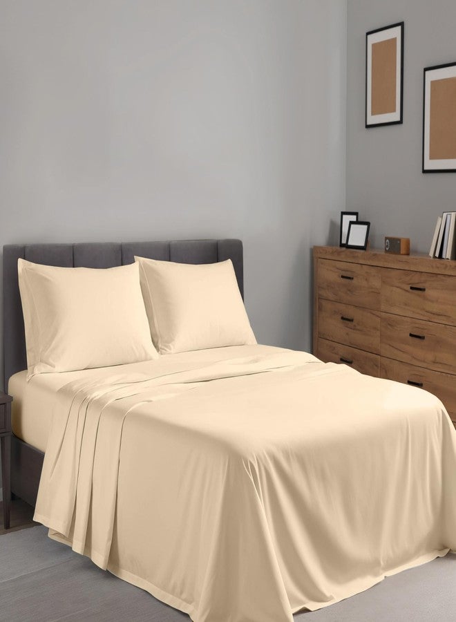 RUVANTI 100% Cotton Full Size Bed Sheets, 4 Pieces, Soft & Breathable Percale Weave Bedding, Deep Pocket 16", Hotel Standard, Crisp Cool Feel, Durable, Perfect Sheet Set Dyed, Beige - Image 2