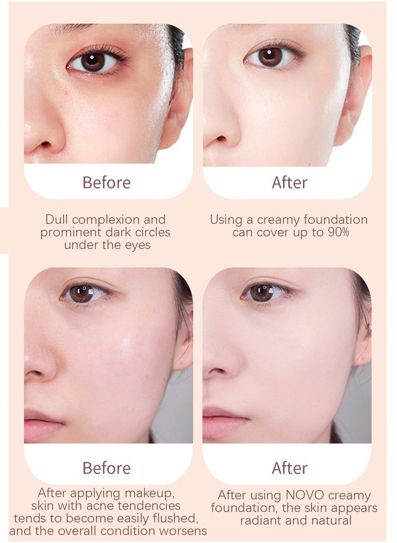 Novo Light Foundation Cream, Moisturizing Long Lasting Waterproof Face Makeup Foundation, Natural Foundation, Brightening Full Coverage Concealer, Even Skin Tone 30g  - Image 5