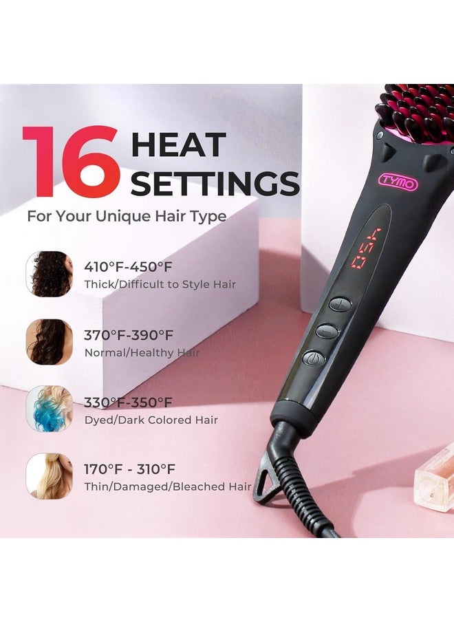 TYMO One-Step Hair Straightening Brush With Negative Ions, Ceramic Heating, 16 Temperature Settings, Lcd Display, And Anti-Scald Safety Design For All Ages  - Image 4