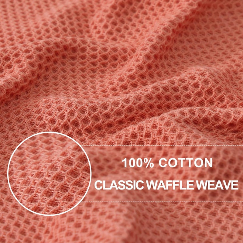 Homaxy 100% Cotton Waffle Weave Kitchen Dish Towels, Ultra Soft Absorbent Quick Drying Cleaning Towel, 13 x 28 Inches, 12-Pack, Coral - Image 2