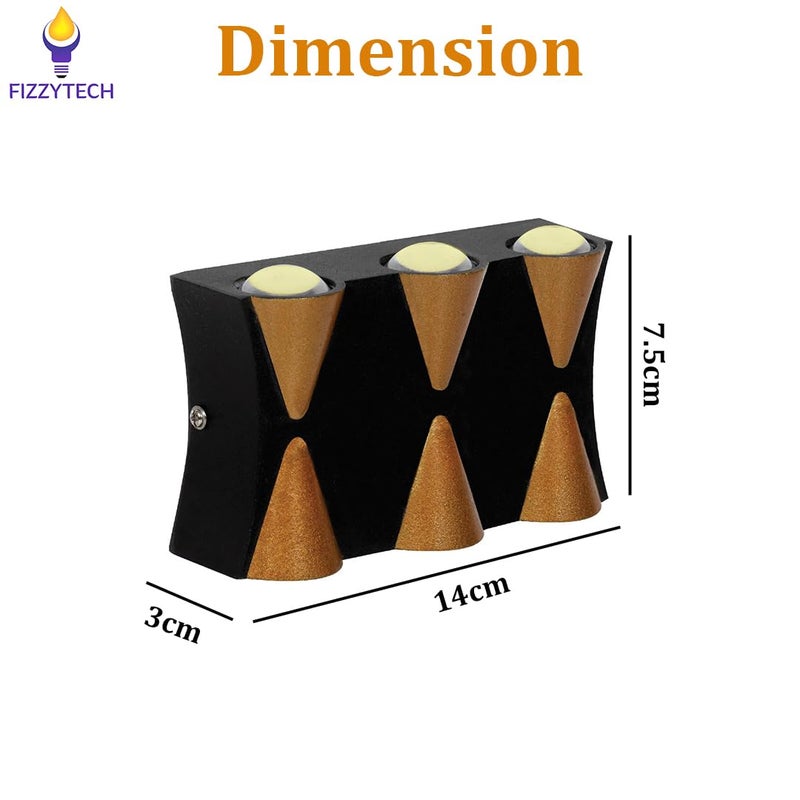 fizzytech ضوء حائط خارجي LED مقاوم للماء IP65 6W - مصباح حائط ألمنيوم حديث للحديقة، الشرفة، الفناء - إضاءة خارجية زخرفية فاخرة (جديد 6 وايت دافئ) - Image 2