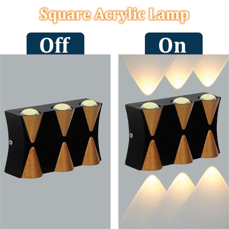 fizzytech ضوء حائط خارجي LED مقاوم للماء IP65 6W - مصباح حائط ألمنيوم حديث للحديقة، الشرفة، الفناء - إضاءة خارجية زخرفية فاخرة (جديد 6 وايت دافئ) - Image 4