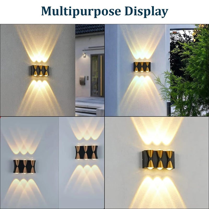 fizzytech ضوء حائط خارجي LED مقاوم للماء IP65 6W - مصباح حائط ألمنيوم حديث للحديقة، الشرفة، الفناء - إضاءة خارجية زخرفية فاخرة (جديد 6 وايت دافئ) - Image 5