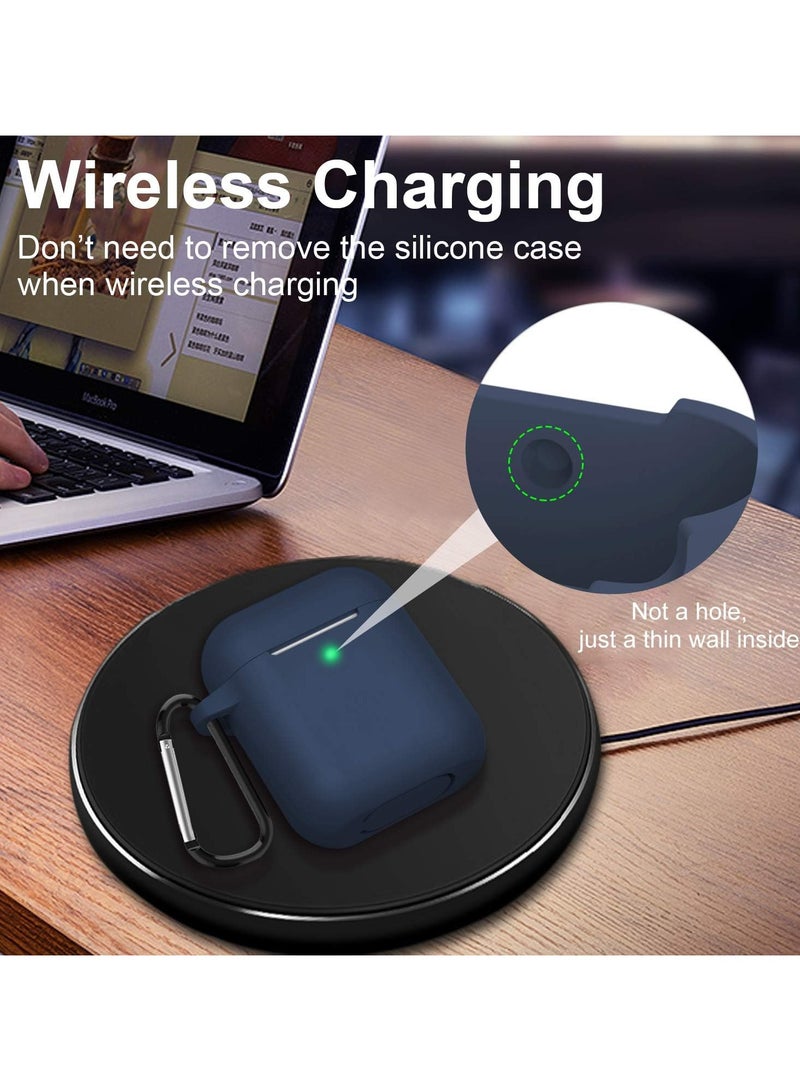 Soft Silicone Protective Cover with Cleaning kit for Apple AirPods 2nd Charging Case, Front LED Visible-Blue - Image 4