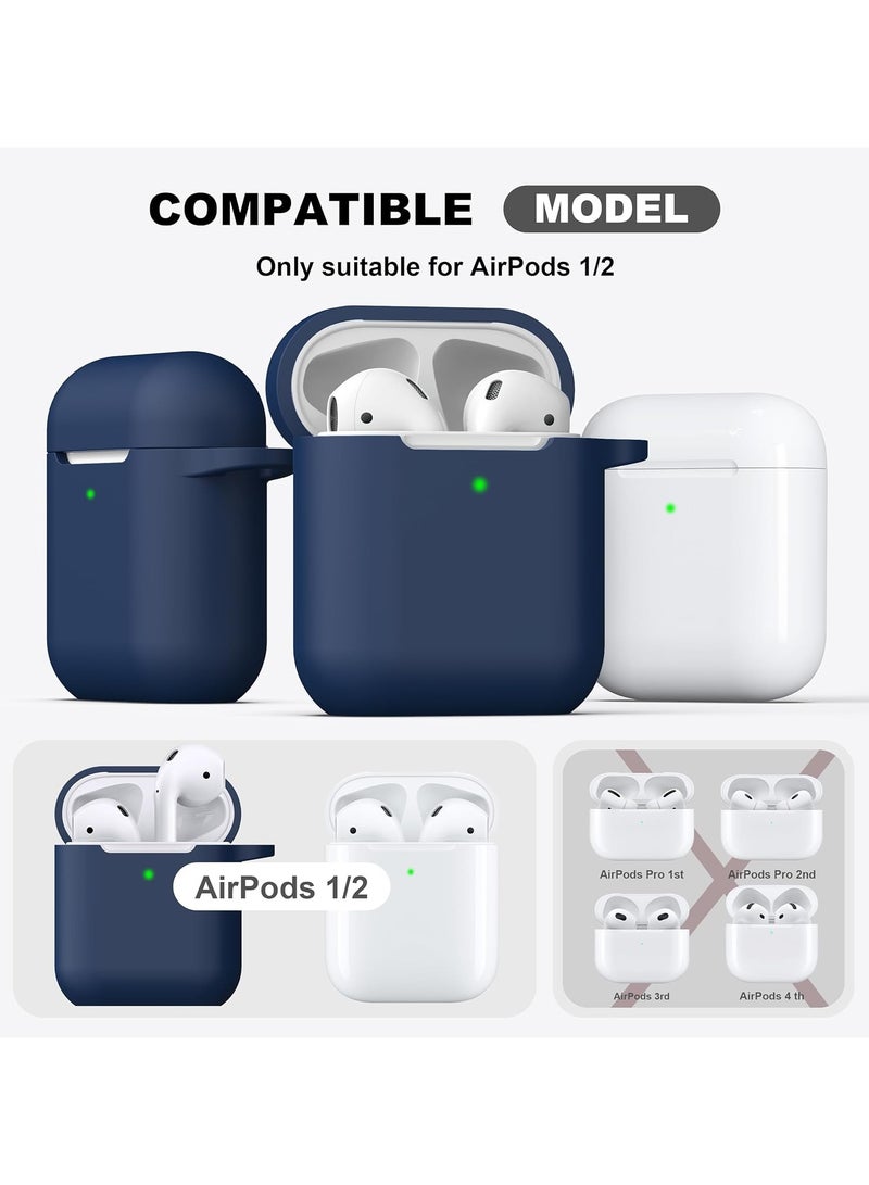 Soft Silicone Protective Cover with Cleaning kit for Apple AirPods 2nd Charging Case, Front LED Visible-Blue - Image 2