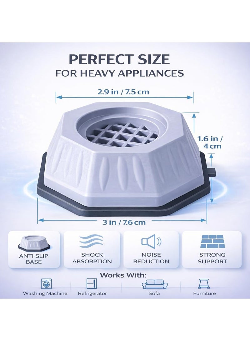 HIAS Premium Anti Vibration Pads for Washing Machine & Dryer, 4PCS Heavy Duty Shock Absorbing Non-Slip Rubber Feet, Noise Reduction & Anti Walking Stabilizer, Floor Protection Support Pads for Washer, Refrigerator & Furniture - Image 2