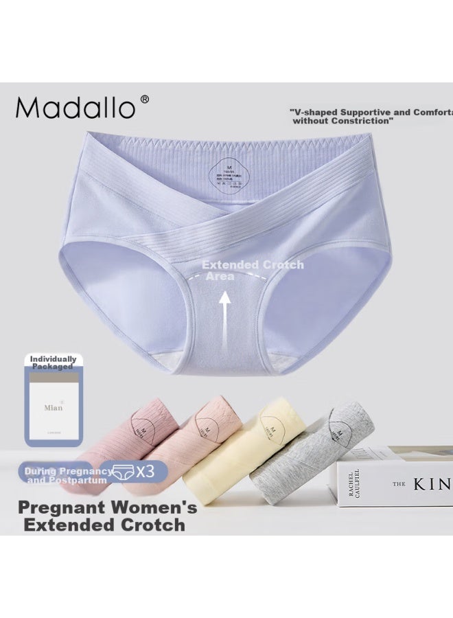 Madallo Maternity Underwear Pure Cotton Antibacterial Extended Crotch Early, Middle, And Late Pregnancy Low Waist Triangle Panties For Pregnancy Period - Image 1