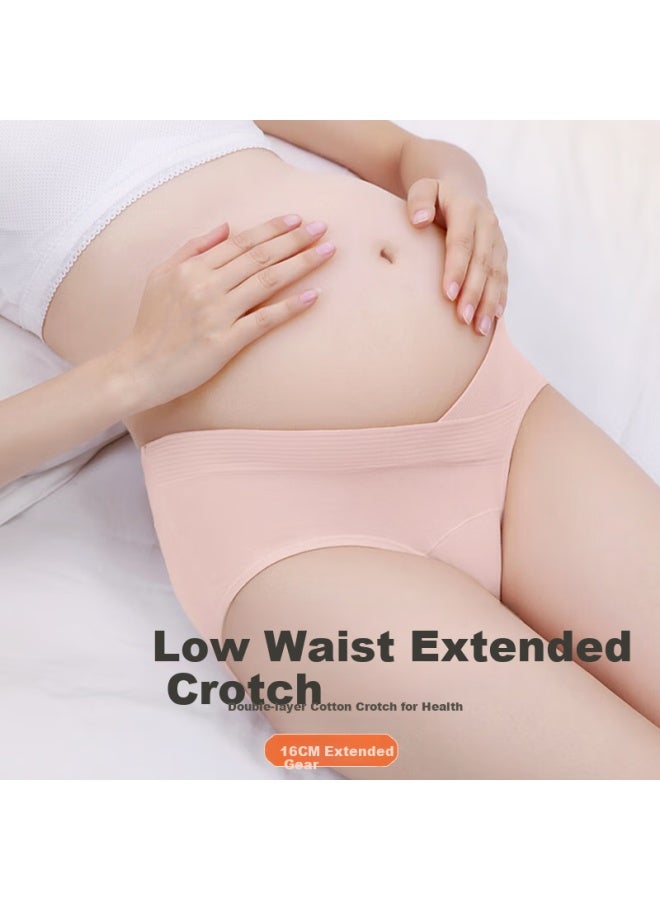 Madallo Maternity Underwear Pure Cotton Antibacterial Extended Crotch Early, Middle, And Late Pregnancy Low Waist Triangle Panties For Pregnancy Period - Image 2