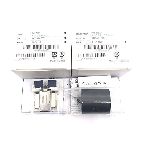 OKLILI 1SET X PA03586-0001 PA03586-0002 Consumable Kit Pick Roller + Pad Assy Assembly Pickup Roller Separation Pad Compatible with Fujitsu S1500 S1500M fi-6110 N1800 - Image 1