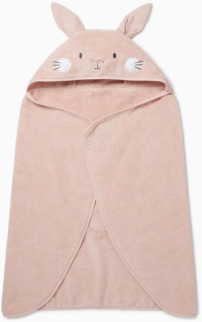 BOYS AND GIRLS HOODED BUNNY BATH TOWEL IN BLUSH UNISEX BABY TODDLER SOFT BLANKET ULTRA ABSORBENT AND LONG LASTING ONE SIZE