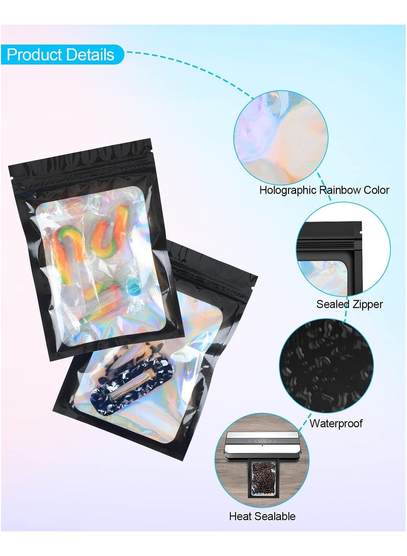 Mmmon 100 Pcs Packaging Bags, Resealable Odor Foil Pouch Zipper Bags with Clear Window for Food Storage and Lipgloss, (Black,4x6 Inch)  - Image 3