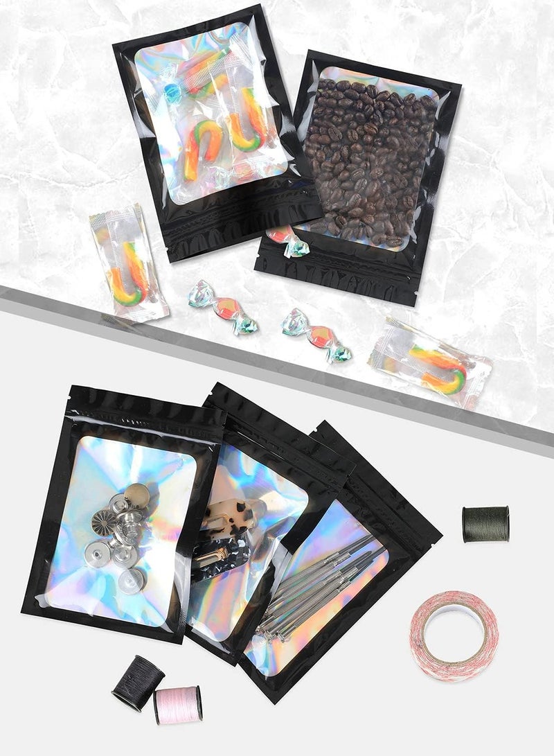 Mmmon 100 Pcs Packaging Bags, Resealable Odor Foil Pouch Zipper Bags with Clear Window for Food Storage and Lipgloss, (Black,4x6 Inch)  - Image 5