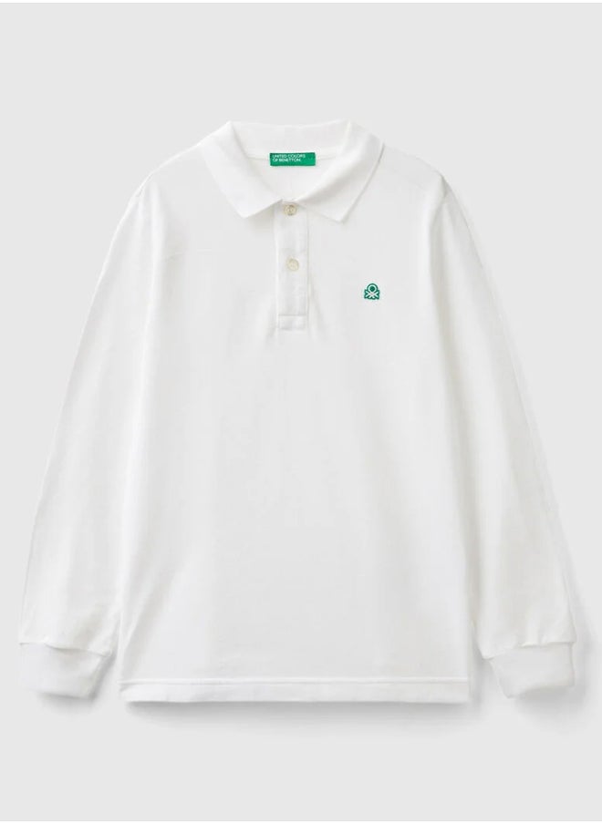 Benetton - Slim fit long sleeve polo shirt - Image 1