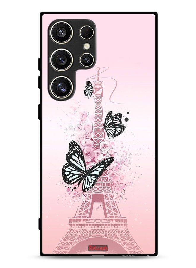Tolwak Samsung Galaxy S24 Ultra 5G Protective Case Cover Butterflies On Eiffel Tower - Image 1