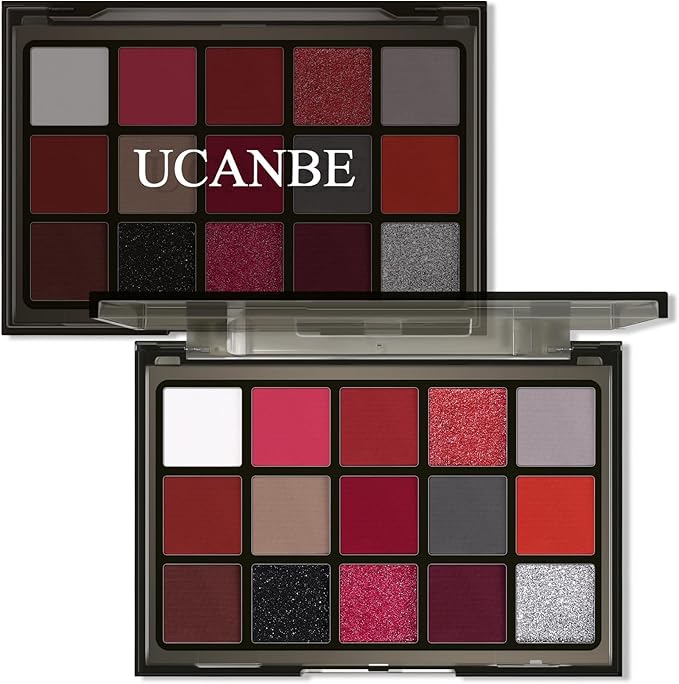 UCANBE Orange Eyeshadow Makeup Palette 15 Colors Vibrant Shimmer Matte Glitter Eye Shadow Pallet High Pigmented Warm Yellow Sunset Red Coral for Fall Cosplay Halloween Costume Parties Pumpkin Makeup - Image 1