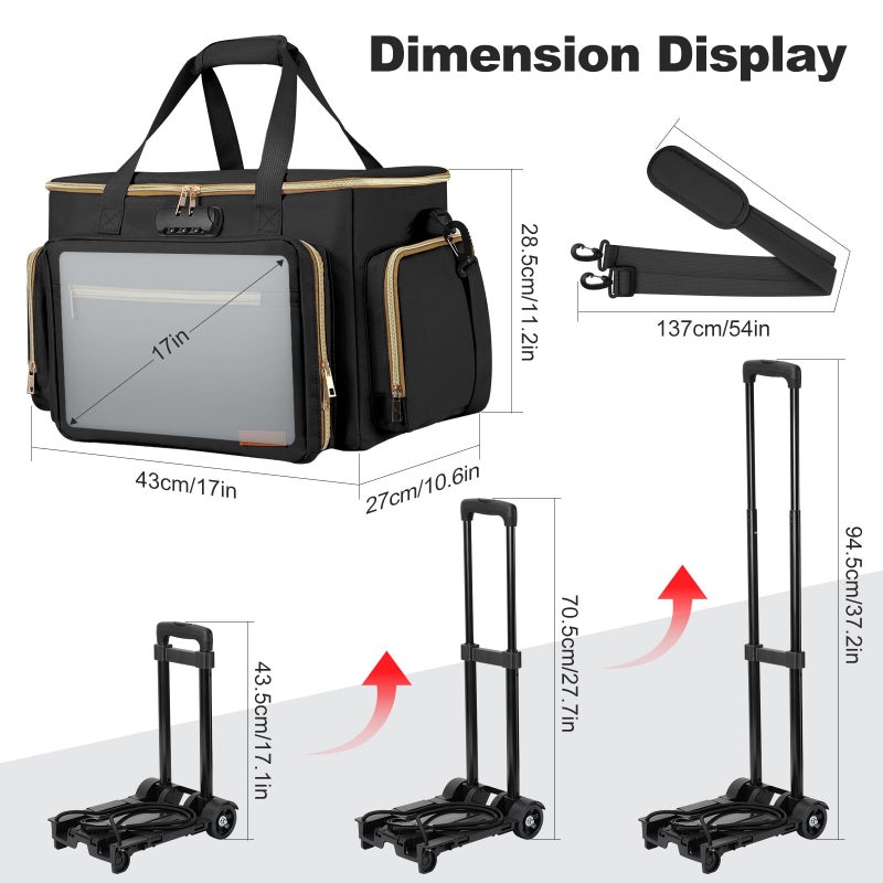 Housolution Rolling Teacher Bag with Wheels, Fits for 17" Laptop, Teacher Tote Bag with Detachable Trolley, Laptop Work Case with Anti Theft Lock, Briefcase Cart with Accordion File Organizer, Black - Image 2
