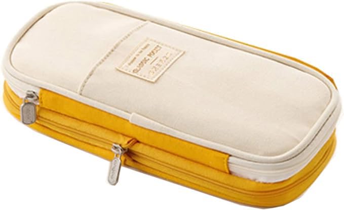 Arnuixty Large Storage Pencil Case Pen Bag with Zipper Big Capacity Pouch Organizer for Office Travel Holder Box (Yellow) - Image 1