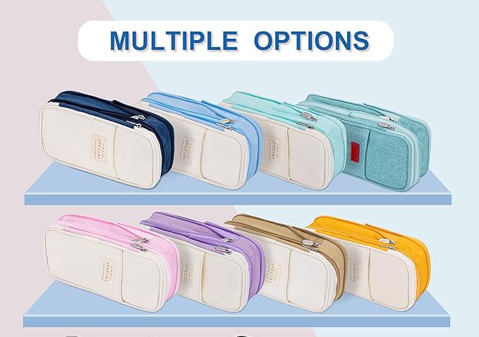Arnuixty Large Storage Pencil Case Pen Bag with Zipper Big Capacity Pouch Organizer for Office Travel Holder Box (Yellow) - Image 5