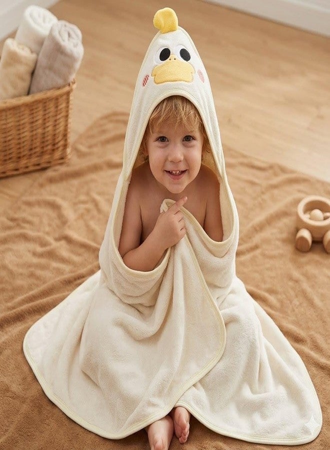 Butterthief Hooded Baby Wrapper Cum Baby Bath Towel – Super Soft Fur Newborn Baby Blanket, Infant Swaddle Wrap & Kids Hooded Towel for Baby Boys & Girls (0–3 Years) | Yellow Duck Design - Image 1