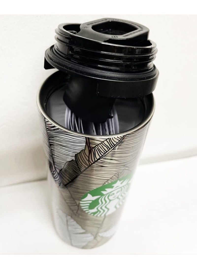 ستاربكس كوب فضي من الفولاذ المقاوم للصدأ مع أوراق الشجر - 12 أونصة (355 مل) - Image 4