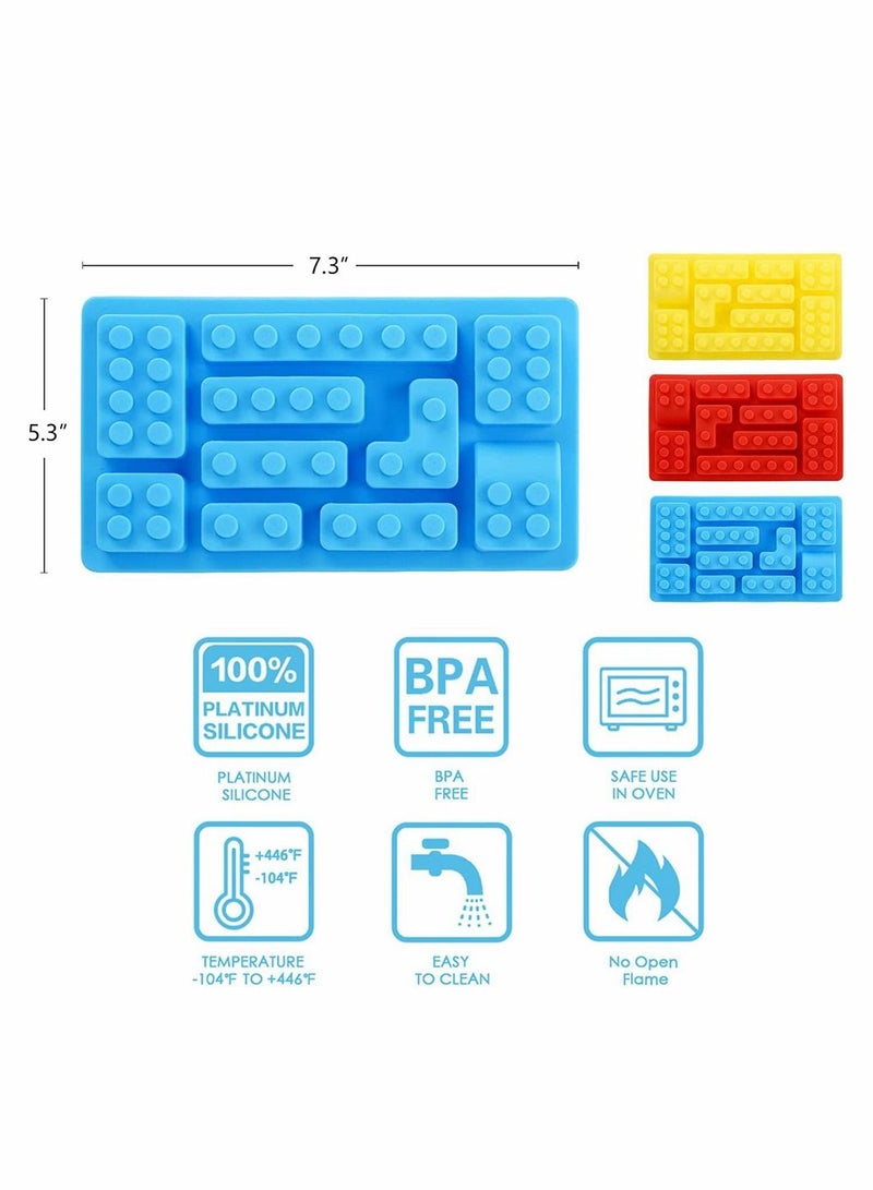 Y&D 3 Pcs Building Block Mold Ice Cube Tray Chocolate and Candy Molds Silicone Non-Stick Robots Cars Brick Fondant Cake Pop for Baking Protein Bars  - Image 5