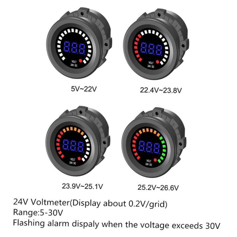24V فولتميتر رقمي LED مقاوم للماء لمراقبة جهد السيارة والدراجة النارية - Image 4