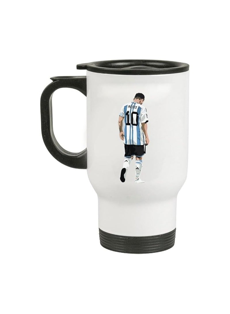 Football Super Hero Messi Printed Travel Coffee Mug - Gift for Football Sports Fan - Travel Mug Gifts for Friends - Image 1