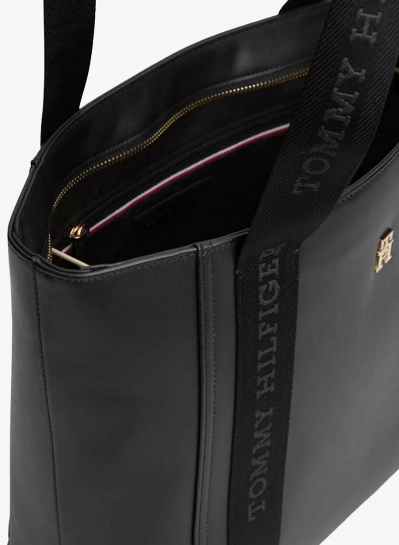 Tommy Hilfiger Black Logo Webbing Handle Tote Bag for Women | Best Price UAE