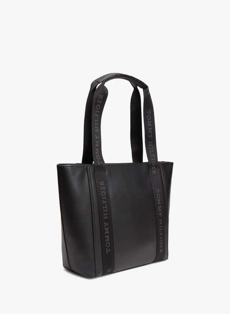 Tommy Hilfiger Black Logo Webbing Handle Tote Bag for Women | Best Price UAE