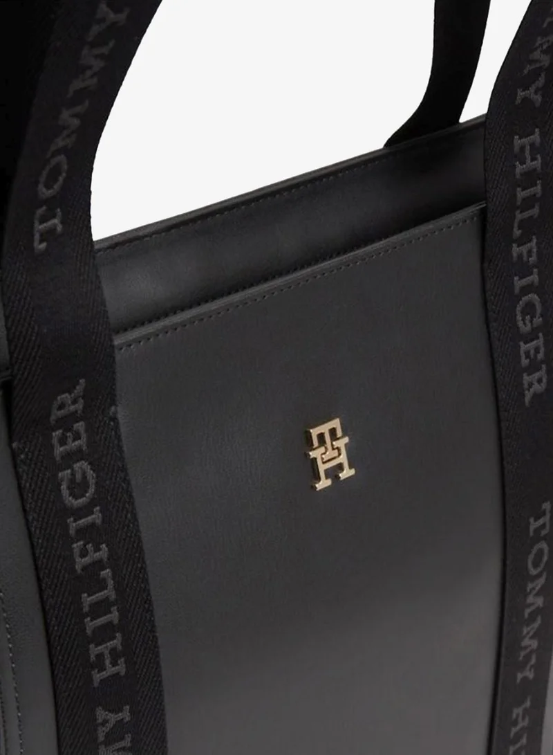 Tommy Hilfiger Black Logo Webbing Handle Tote Bag for Women | Best Price UAE