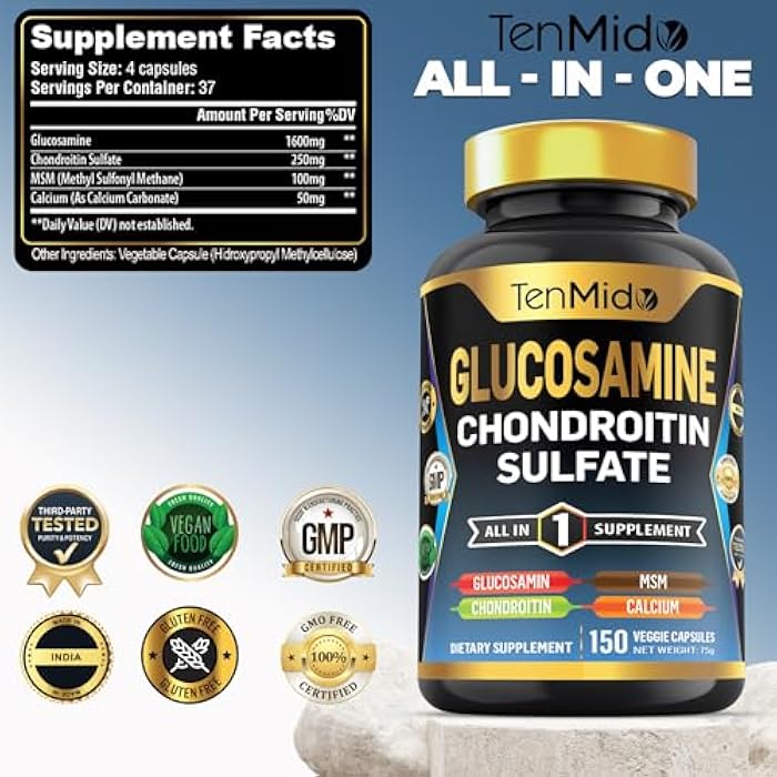 Tenmido Glucosamine Chondroitin MSM Supplement for Men and Women - 4in1 Formula - Joint & Bone Health Support - 150 Capsules - Image 5