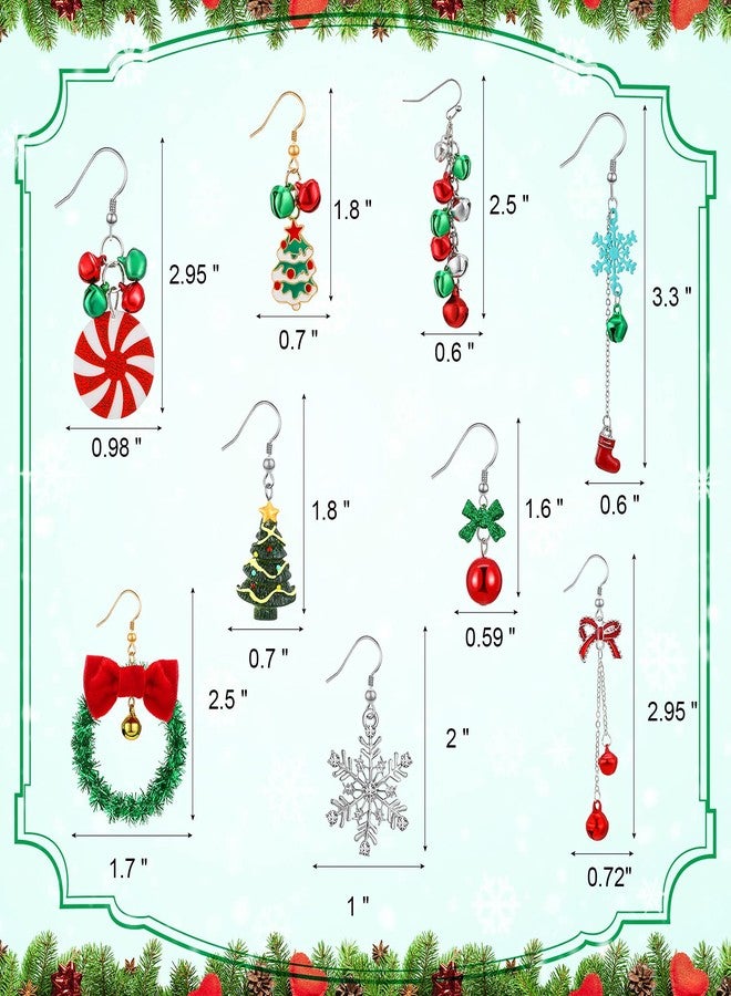 MTLEE 9 Pairs Christmas Holiday Earrings Christmas Tree Ball Snowflake Candy Bow Dangle Earrings Set for Women(Classic Style) - Image 2