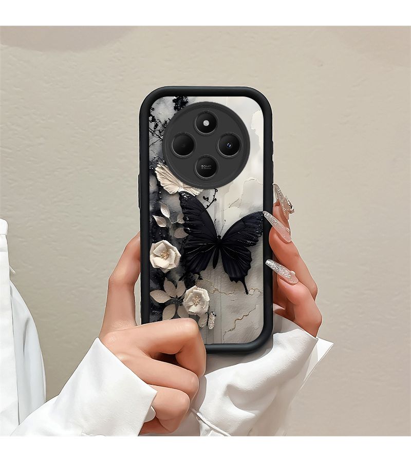 Black Butterfly Phone Case for Xiaomi POCO C75 Simple Durable - Image 2