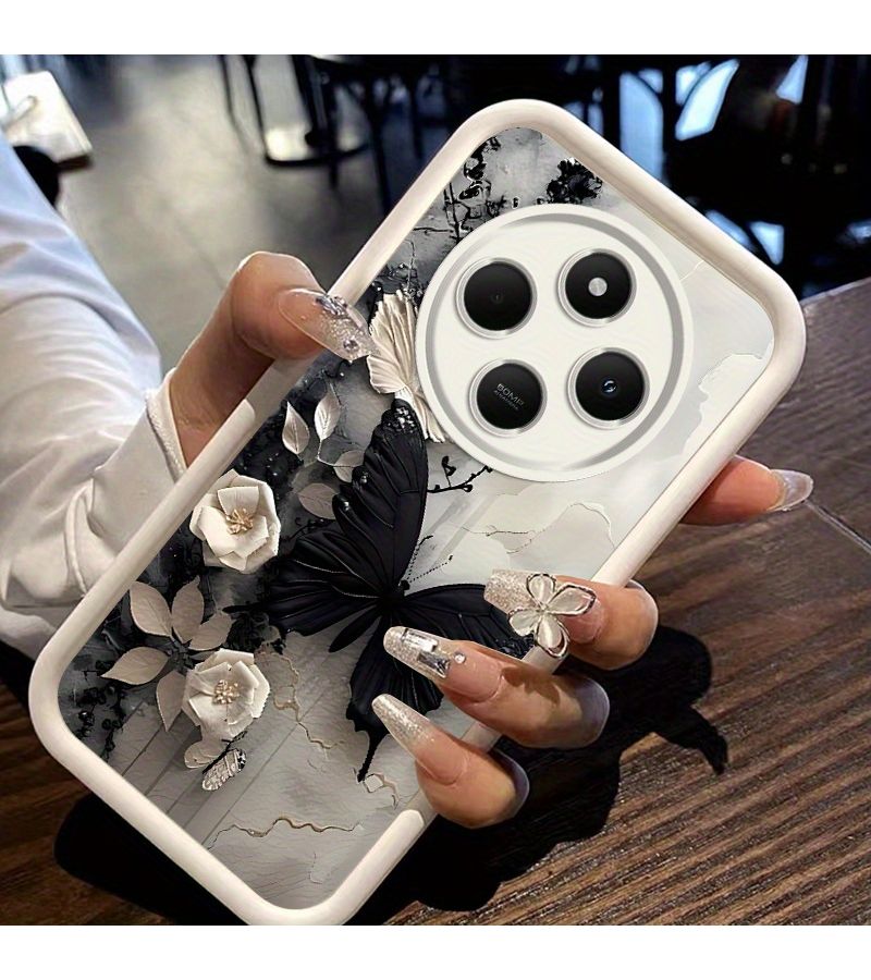 Black Butterfly Phone Case for Xiaomi POCO C75 Simple Durable - Image 3