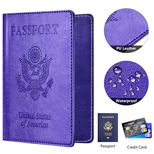 Eoehro Passport and Vaccine Card Holder Combo, Passport Holder with Vaccine Card Slot, Passport Wallet, Passport Cover, Passport Case, Passport Holder for Women and Men(AKA-Bright purple) - Image 4