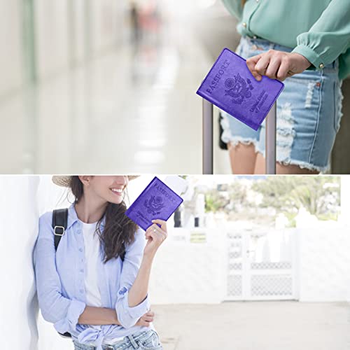 Eoehro Passport and Vaccine Card Holder Combo, Passport Holder with Vaccine Card Slot, Passport Wallet, Passport Cover, Passport Case, Passport Holder for Women and Men(AKA-Bright purple) - Image 5