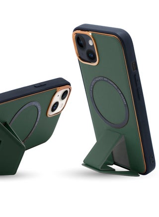 MagnaLux iPhone 14 Luxury Leather Back Case Cover With MagSafe Wireless Charging And Kickstand Green Color - pzsku/Z9D8D7188CA1AF251E48BZ/45/_/1697731709/fd3e3932-3591-4d2b-a91b-bbd34e3f6536