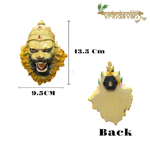 Vrindavanstore.in Handcrafted Multicolor Lord Narasimha Face Wall Hanging & Standing Statue - Polyresin Sculpture for Home Decor & Spiritual Gifts - Image 2