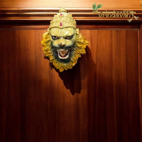 Vrindavanstore.in Handcrafted Multicolor Lord Narasimha Face Wall Hanging & Standing Statue - Polyresin Sculpture for Home Decor & Spiritual Gifts - Image 5