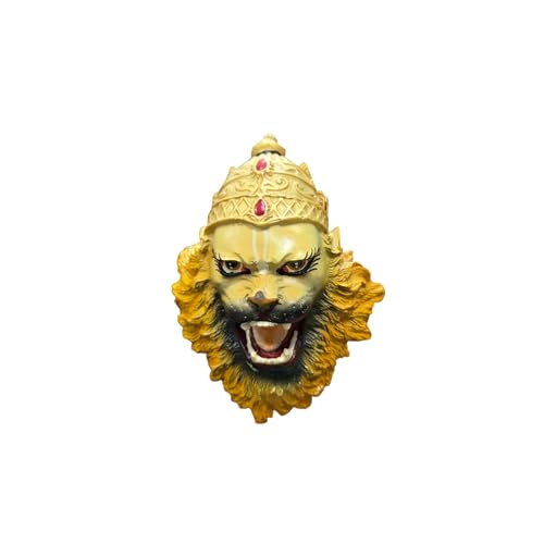 Vrindavanstore.in Handcrafted Multicolor Lord Narasimha Face Wall Hanging & Standing Statue - Polyresin Sculpture for Home Decor & Spiritual Gifts - Image 1