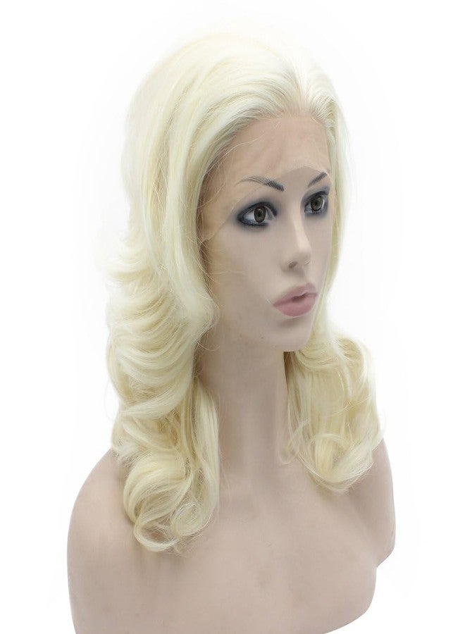 MX angel Medium Long Wavy Celebrity Synthetic Lace Front Light Blond Wig Natural - Image 4