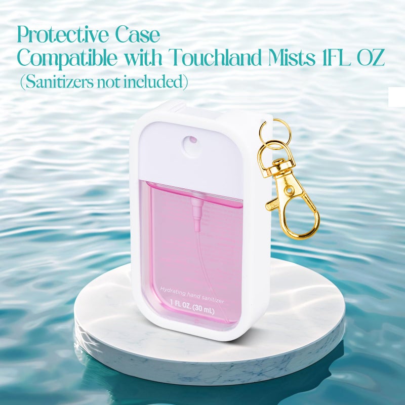 Terpink Silicone Case Compatible With Touchland Hand Sanitizer Spray  Protective Case With Keychain For Power Mist And Glow Mist 1 Fl Oz  Hand Sanitizer Spray Accessory (White  1 Pack) - Image 3
