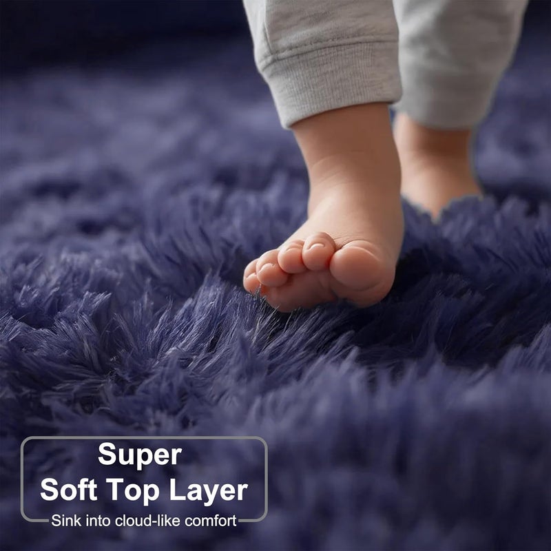 Amdrebio Purple Gray Rug for Bedroom,Fluffy Circle Rug 5'X5' for Kids Room,Furry Carpet for Teen's Room,Shaggy Circular Rug for Nursery Room,Fuzzy Plush Rug for Dorm,Grey Carpet,Cute Room Decor for Baby - Image 4