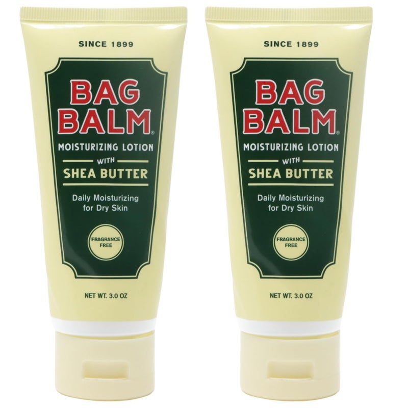 Bag Balm بغ بالسم: لوشن اليدين والجسم الأصلي من فيرمونت للبشرة الجافة مع زبدة الشيا والجو جوبا، لوشن يومي لليدين الجافة - خالي من العطور، مرطب غير دهني لليدين، أنبوب - 3 أونصات، عبوة 2 - Image 1