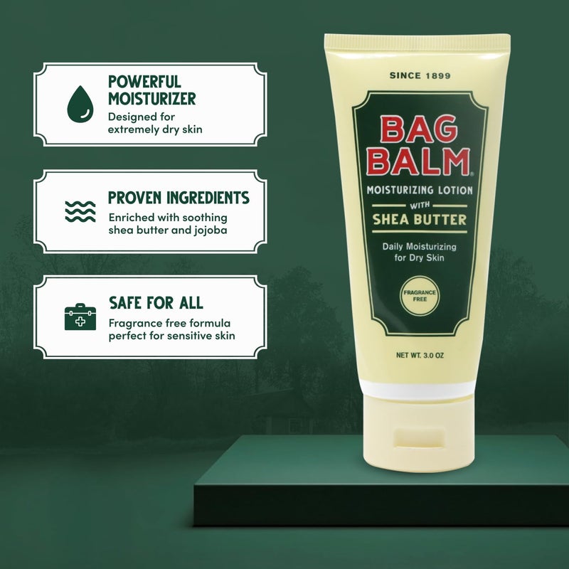 Bag Balm بغ بالسم: لوشن اليدين والجسم الأصلي من فيرمونت للبشرة الجافة مع زبدة الشيا والجو جوبا، لوشن يومي لليدين الجافة - خالي من العطور، مرطب غير دهني لليدين، أنبوب - 3 أونصات، عبوة 2 - Image 3